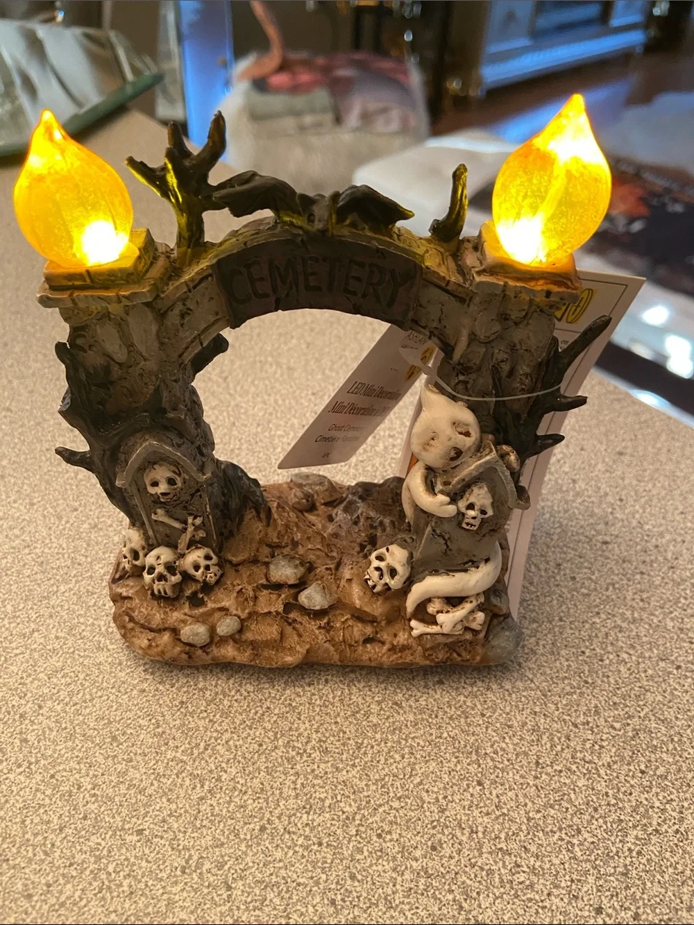 Halloween Cemetery Arch LED Decor - Orange Flames